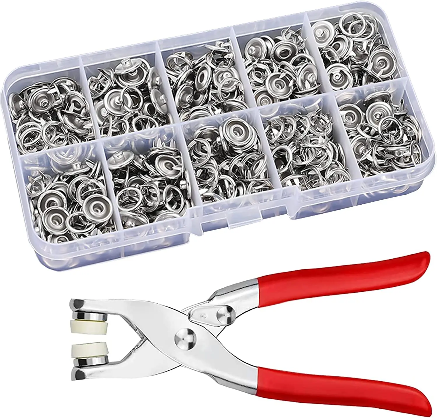 50Sets Plier Tool Metal Snap Button Sewing Button Thickened Snap Fastener Kit DIY Craft for Installing Sewing Bag Clothes