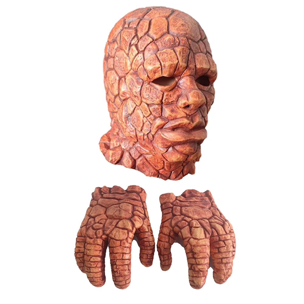 Halloween Fantastic Four Cosplay Thing Maske Handschuhe Superheld Vollgesichts-Kopfbedeckungen für Erwachsene Filmcharakter Dress Up Zubehör Requisiten