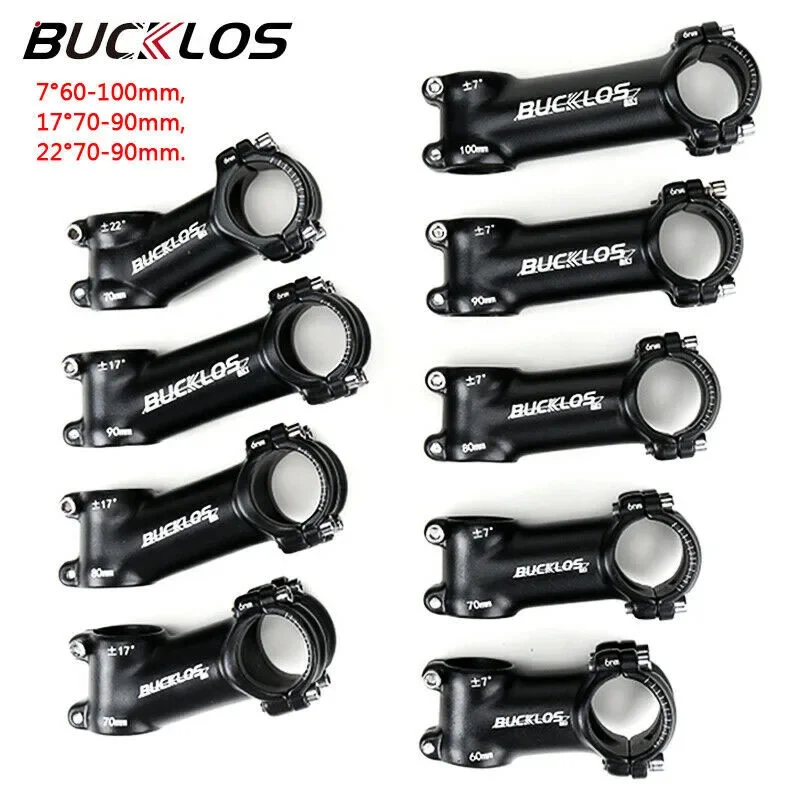 BUCKLOS 31.8MM MTB Power 7/17/22 Degree Bicycle Handlebar Stem 60/70/80/90/100mm Mountain Bike Stem Ultralight Bike Table