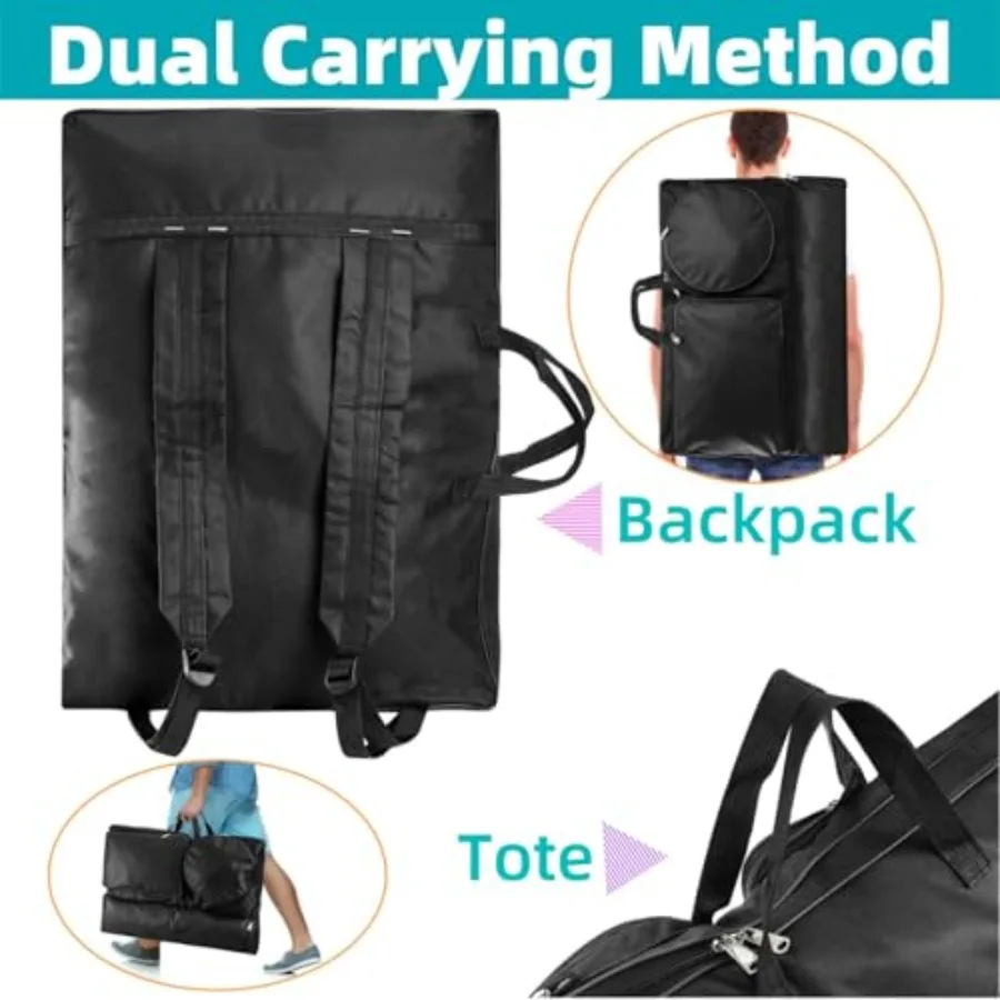 حقيبة ظهر فنية كبيرة مقاس 24 بوصة طول × 18 بوصة مع مقبض لرسم الملصق ولوحة الرسم لتخزين علبة مقاومة للماء شديدة التحمل #6