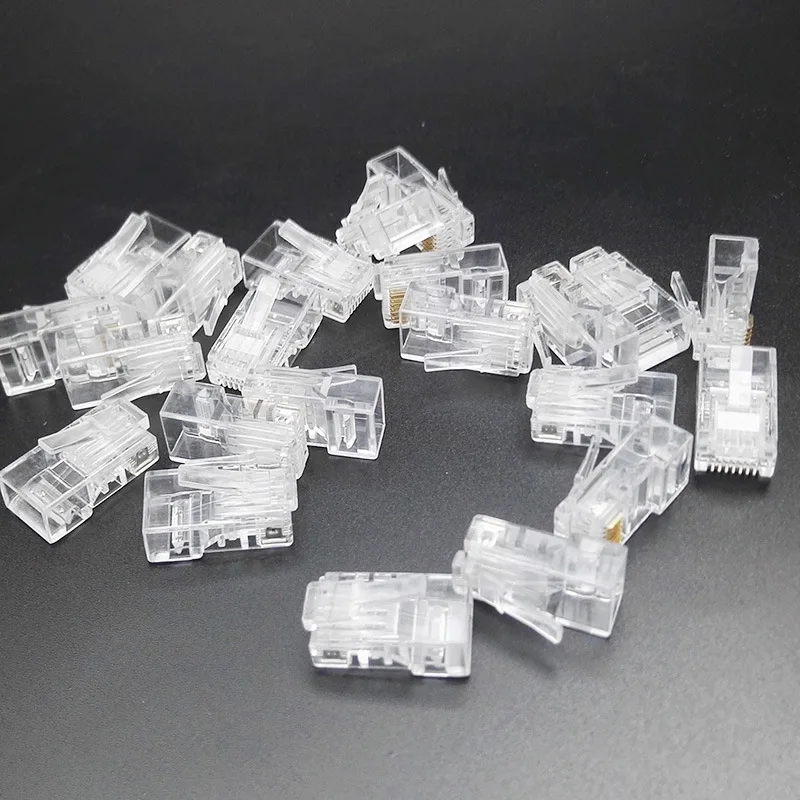 100PCS Crystal 8Pin RJ45 Modular Plug Rj-45 Network Cable Connector Adapter for Cat5 Cat5e Cat6 Rj 45 Ethernet  Plugs