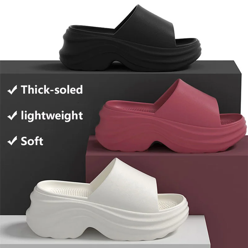 Chunky Plateau-Slipper für Damen – Rutschfeste Indoor- und Outdoor-Sandalen, Strand-Slides aus EVA, rutschfeste offene Sommerschuhe für Zuhause – Detail 1