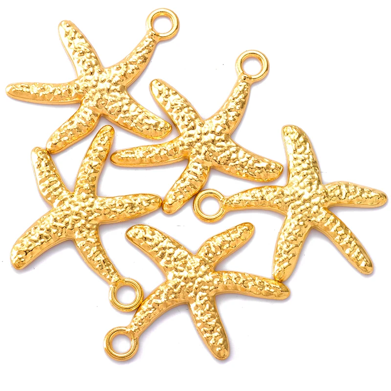 4PCS 48*40mm 4 Color Wholesale animal Charms Alloy Metal starfish Pendants For DIY Handmade Jewelry Accessories Making