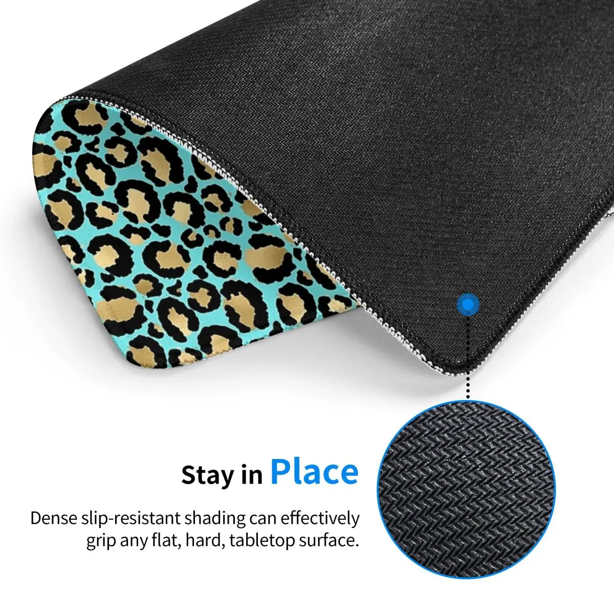 Blue Turquoise Gold Metallic Leopard Print Fur Spots Multi-size Mouse Pad Computer Keyboard Mouse Mat Gaming PC Laptop Desk Mat