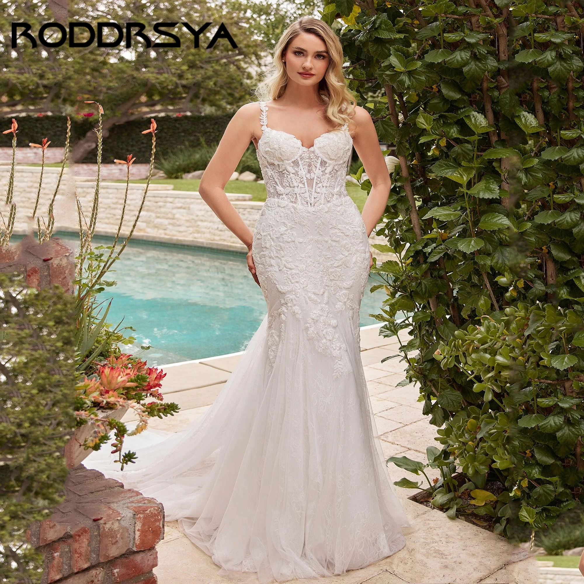 

Luxury Mermaid Wedding Dress Sexy Sweetheart Lace Train Illusion Bodice Bridal Gown Backless Vestidos De Novia 2025 Customized