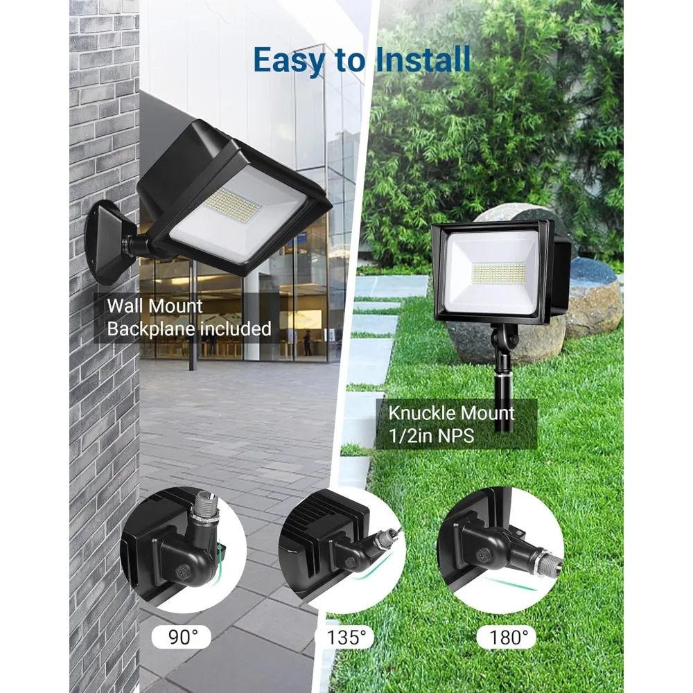 2-Pack 65W LED كشاف ضوء خارجي، 6670 LM أضواء أمنية فائقة السطوع يمكن التحكم فيها، IP65 مقاومة للماء، مصابيح كاشفة 5000K #3