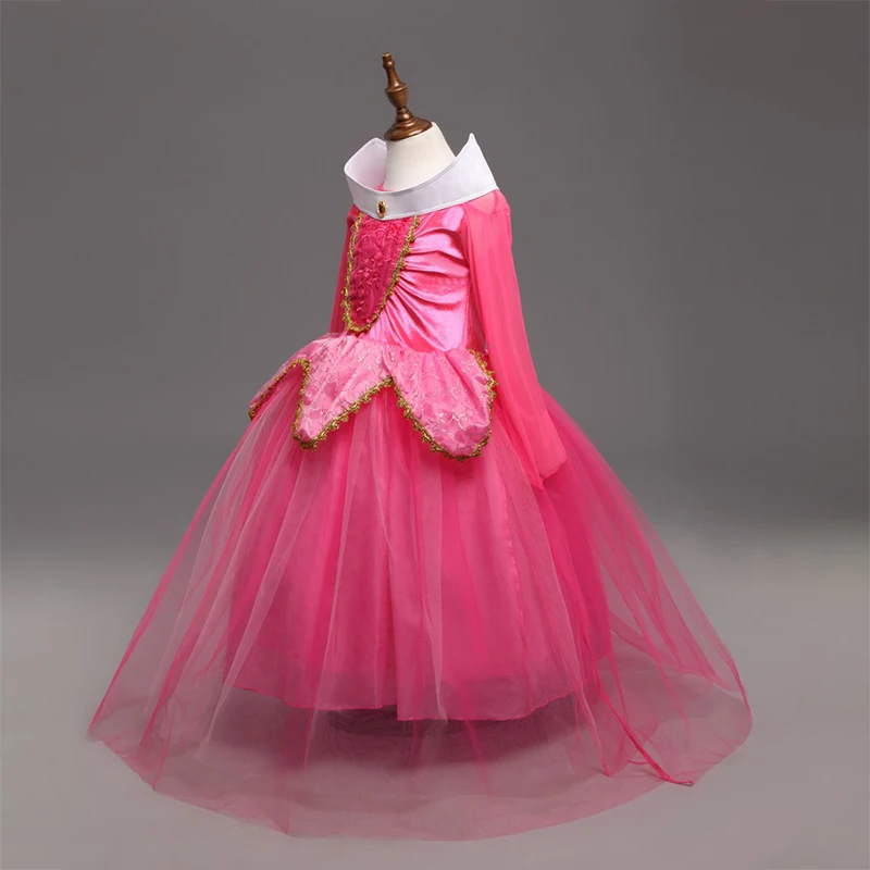 Girls Sleeping Beauty Aurora Cosplay Dress Off Shoulder Prom Gown Children Halloween Carnival Gift Fancy Party Princess Clothing