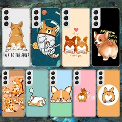Cartoon Corgi Cute Dog Soft Phone Case For Samsung Galaxy S23 S22 Ultra S21 Plus S20 FE S10 Lite S9 S8 + S10E S7 Edge Pattern Ca