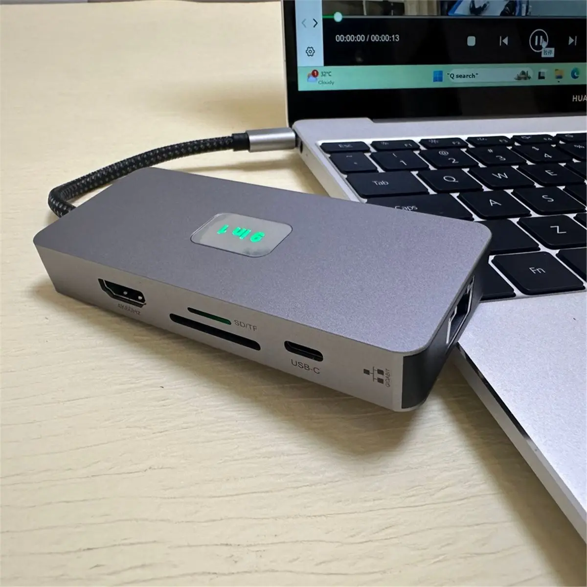 9-in-1 Type-C Docking Station USB Multi-Port Extender HUB 1000Mbps 4K/60Hz PD 100W -Compatible Docking Station