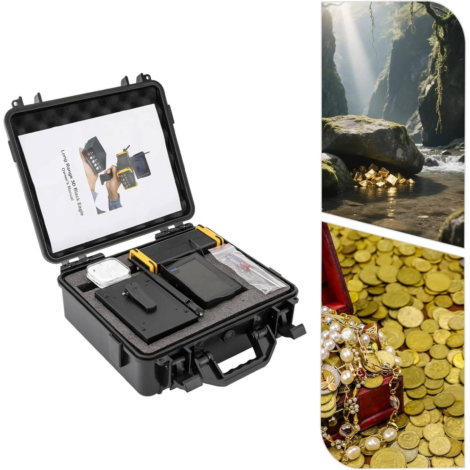

Professional Metal Detector w/ LCD Screen, Underground Gold Finder Scanner for Gold Silver Copper Diamond, Automatic 360° Search