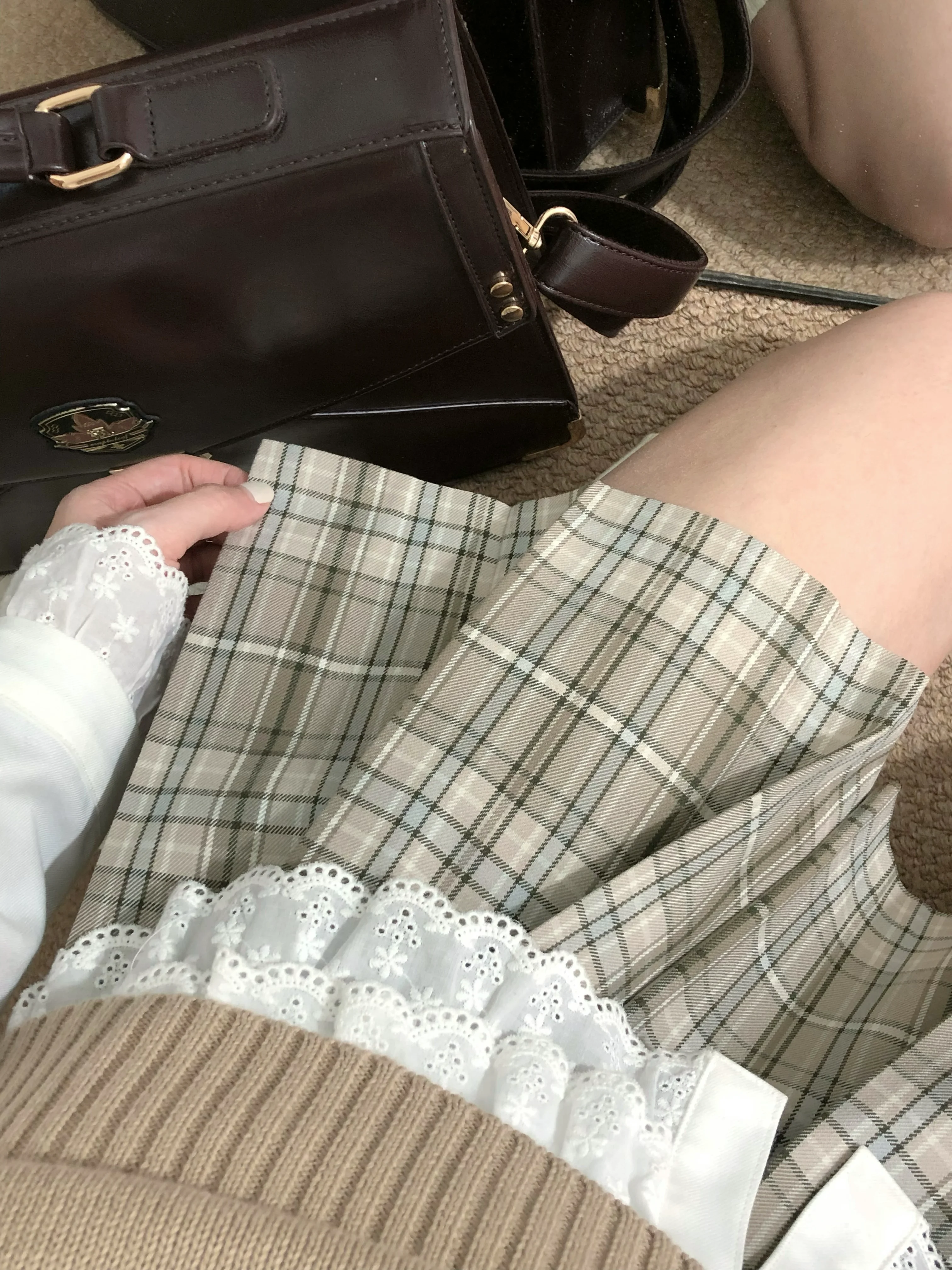Original Jk Plaid Skirt Autumn New Style College Wind School Supply Feeling Daily Plaid Skirt Polyester Fiber Blend Skirt