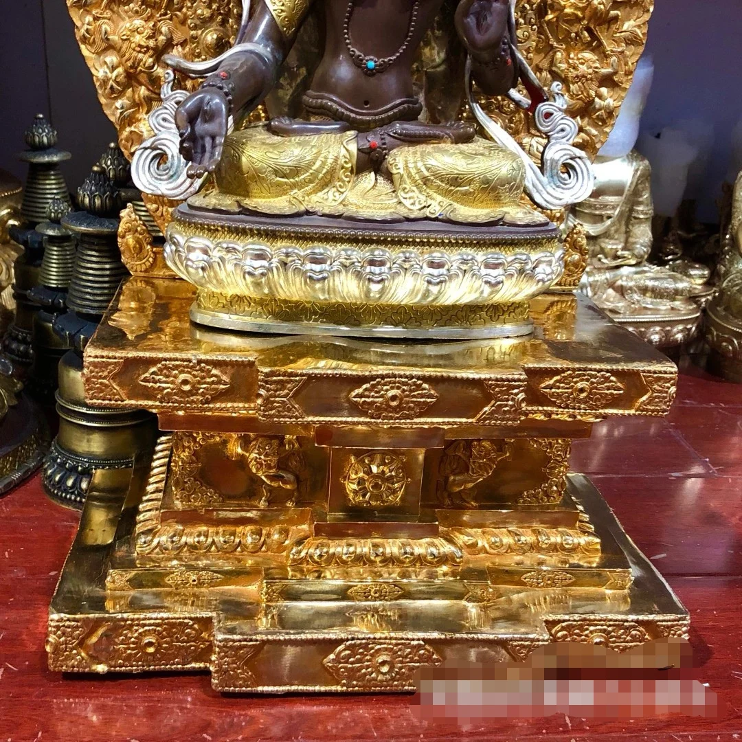 Wholesale Buddhist supplies 55CM large gilding brass Buddha statue setting platform high grade Tara Guan yin