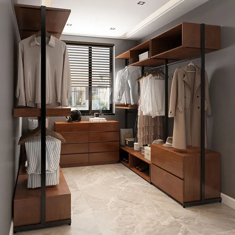 Walk-in metal wardrobe hanging hanger household hanging cloakroom rack