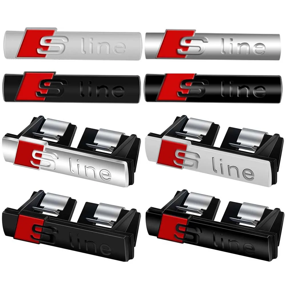 For Audi RS Quattro A4 B6 B7 A1 A3 8L A6 C5 C6 A5 A7 A8 Q3 Q5 Q7 TT S3 S6 Car Front Grille SLINE Badge Body Trunk Emblem Sticker