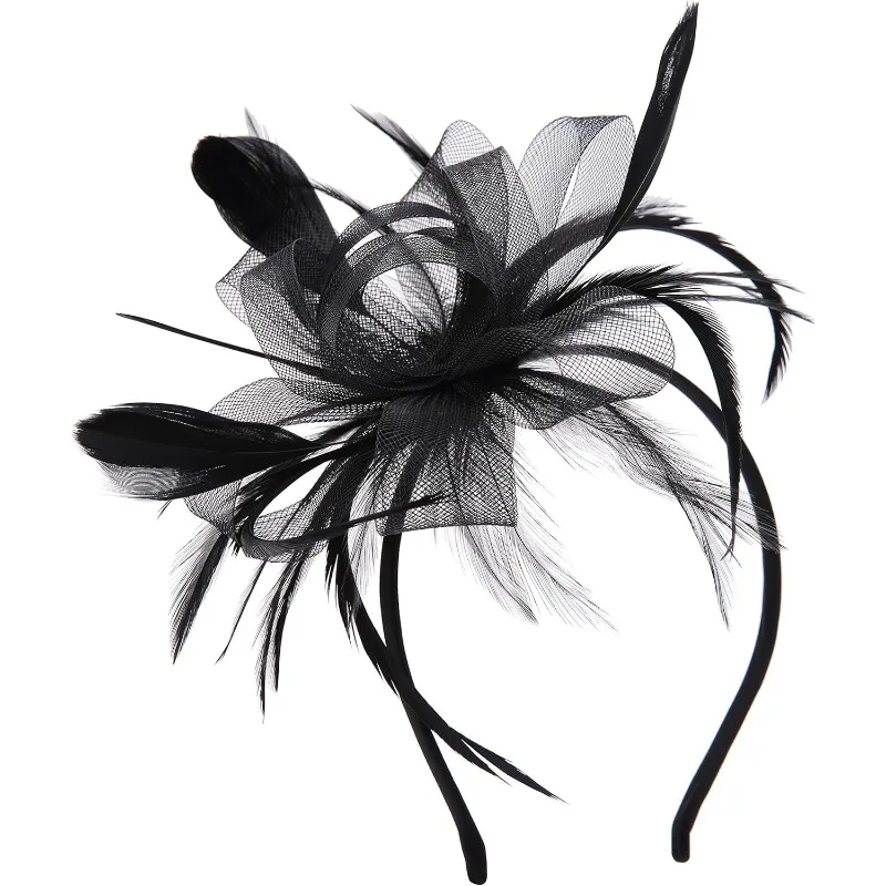

Fascinator Headband Hair Clip Retro Feather Cocktail Ladies Headwear Wedding Large Floral Hair Clip Headband Women Party