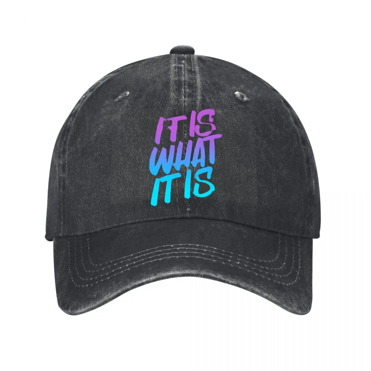 It Is What It Is Gradient Typography Washed Baseball Cap Outdoor Hat