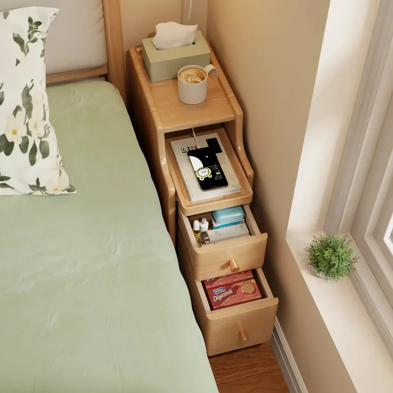 

bedside table ultra-narrow small household bedroom side few bedside crevice cabinet simple mini solid wood storage