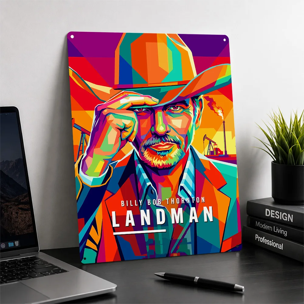 Billy Bob Thornton Landman Pop Art Poster Retro 3D Printed Metal Signs Customized Wall Hanging Gift for Room Decoration Man Home