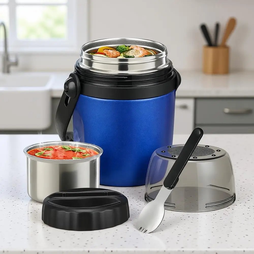 

Термос для еды 32 унции, контейнер для супа или горячих блюд, из нержавеющей стали, вакуумный, герметичный, с широким горлышком, термобокс для бенто