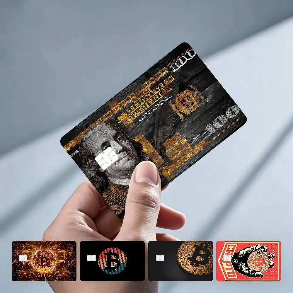 B-Bitcoin Game 4PCS!Trendy & Cool Business-Style Bank Card Sticker — Suitable for Debit Card Decoration