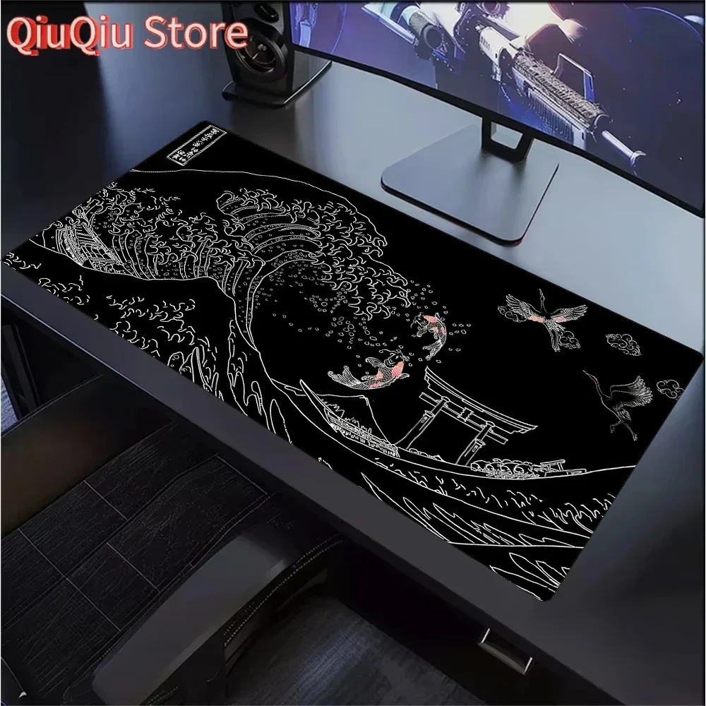 لوحة ماوس فنية يابانية موجة كبيرة من كاناغاوا منصات ماوس الألعاب الكبيرة Gamer XXL المطاط أوتاكو لوحة المفاتيح مكتب للحاسوب شخصي حصيرة