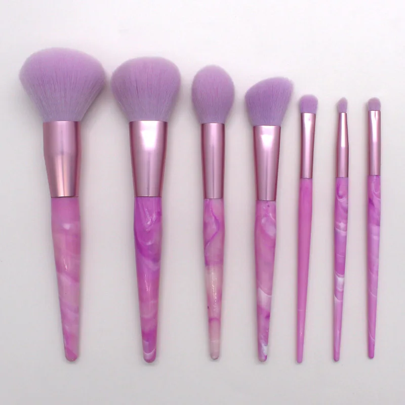 SAIANTTH Imitation goat wool 7pcs makeup brushes set high texture marble pattern sculpting  powder contour brush beauty tools