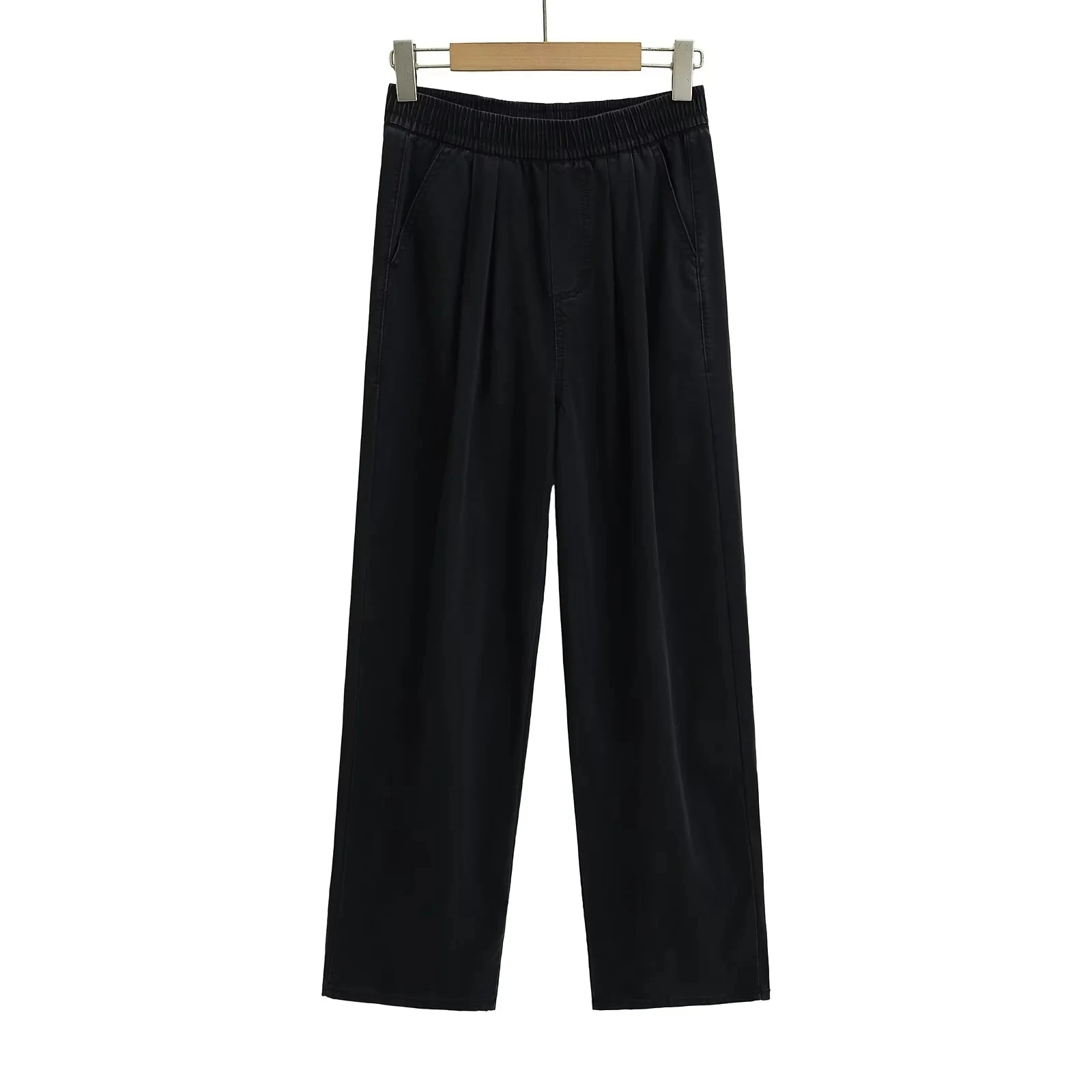 High Waist Draped Straight Leg Jeans Casual Waed Retro Versatile Loose Elastic Waist Wide Leg Pants Women's Faion