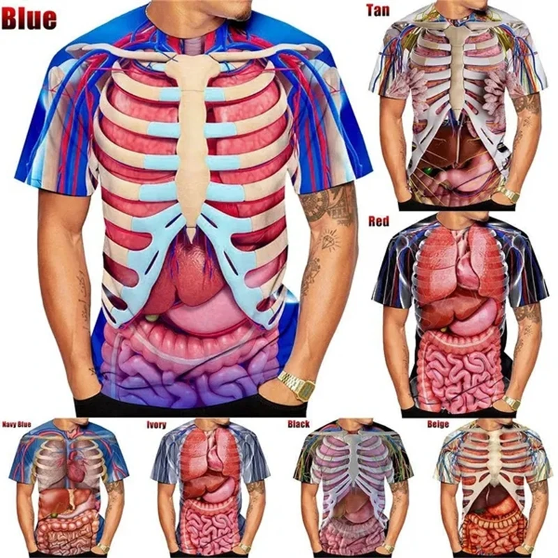 New Unxsex Educational Augmented Reality T-Shirt For Anatomy 3D Printed O Neck Short-Sleeved Tshirt Funny Halloween Men T Shirt