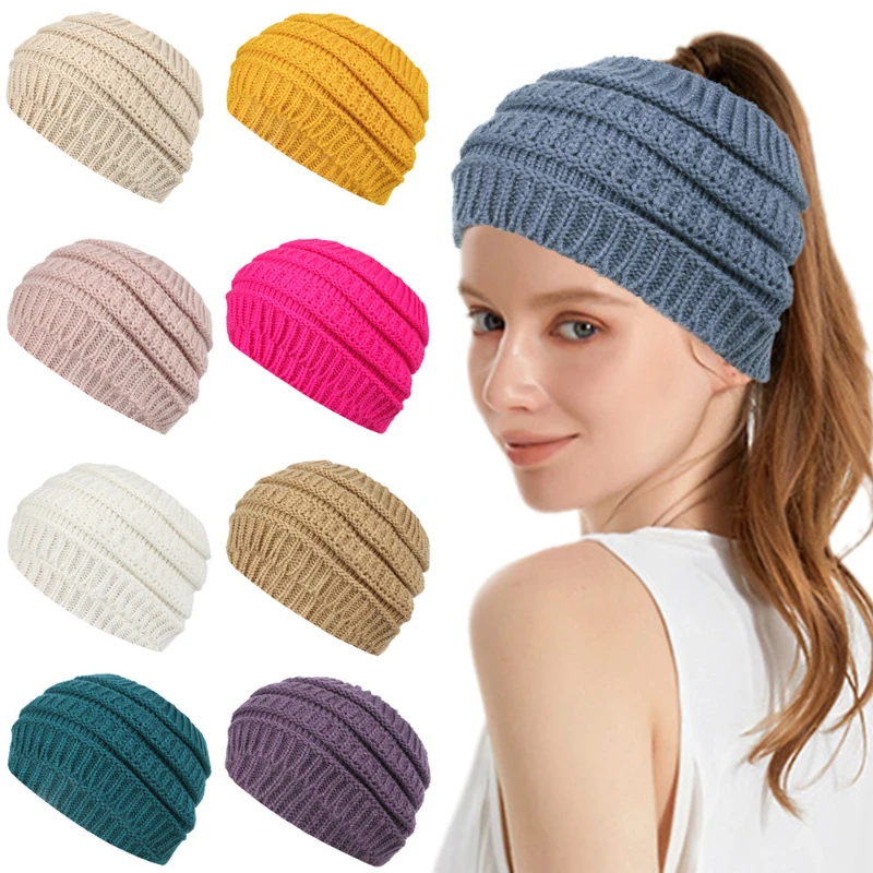 

Wool knit thick fleece lined warmers headwear cold weather warm muffs winter headbands for women ear wide edge hair Accessories