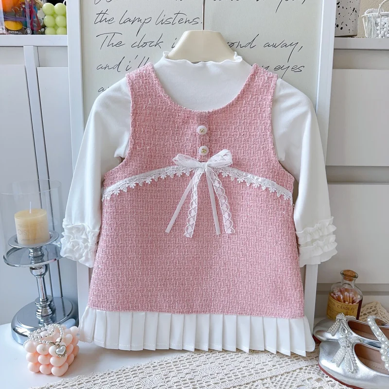 

Korean Style Vest Dress for Girls, Autumn Children's Clothing, New Fashionable Autumn Outfit, Sleeveless Dress for Baby Girls