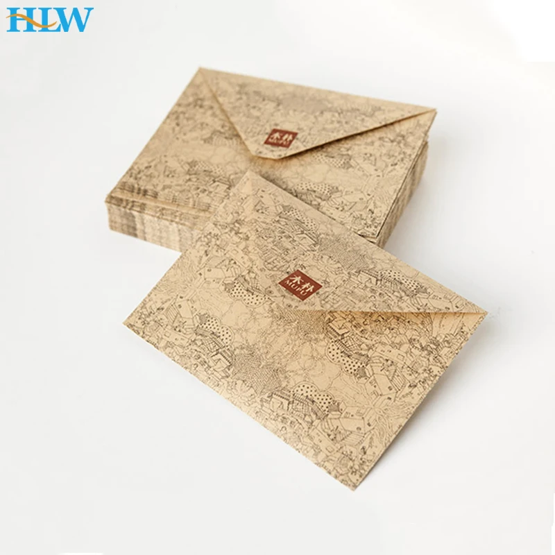 10pcs/lot Retro Vintage Kraft Envelope Postcards Greeting Card Cover Brown Kraft Envelopes Stationery School Supplies