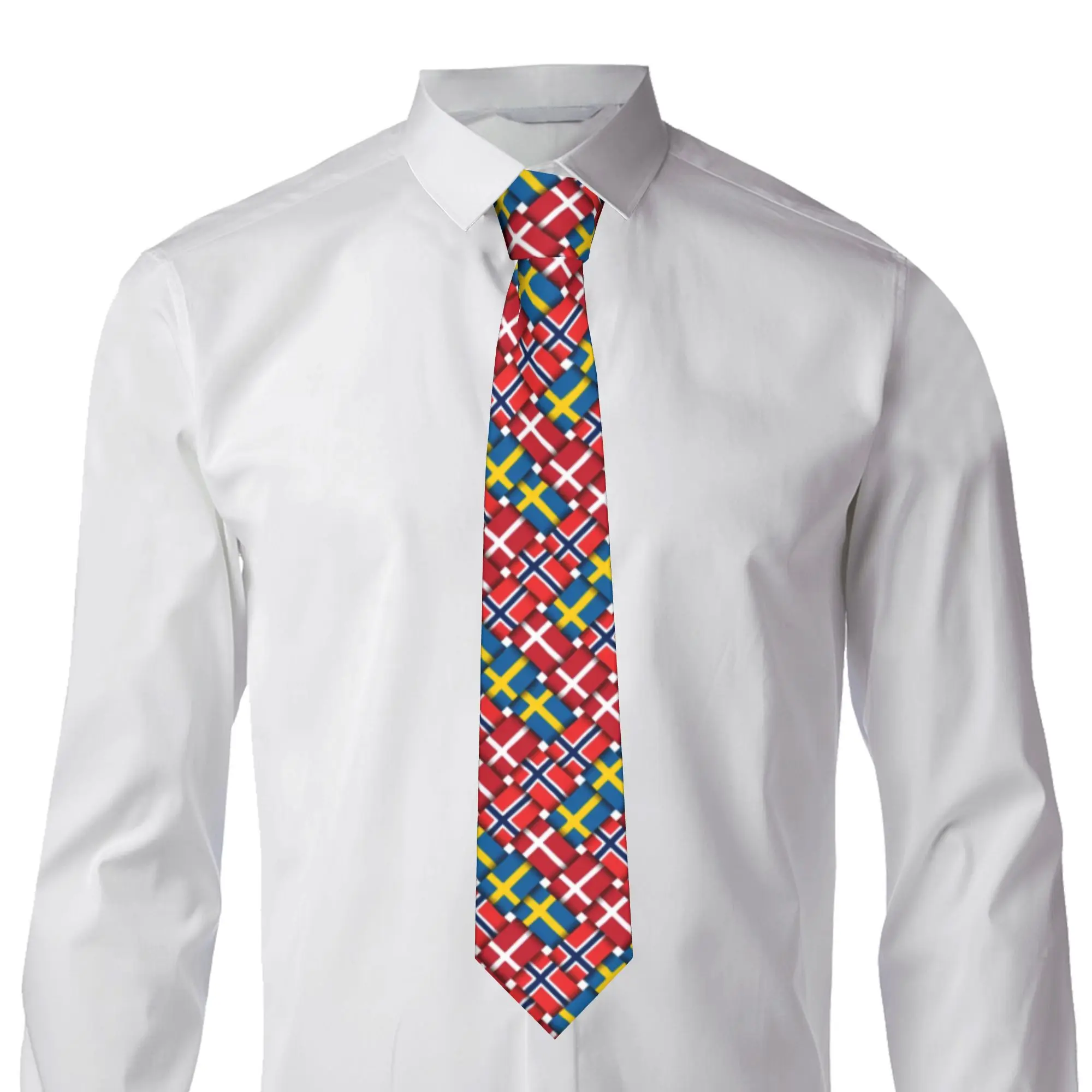 Norway Scandinavian Flag Weave Ties Men Fashion  Silk Wedding Necktie