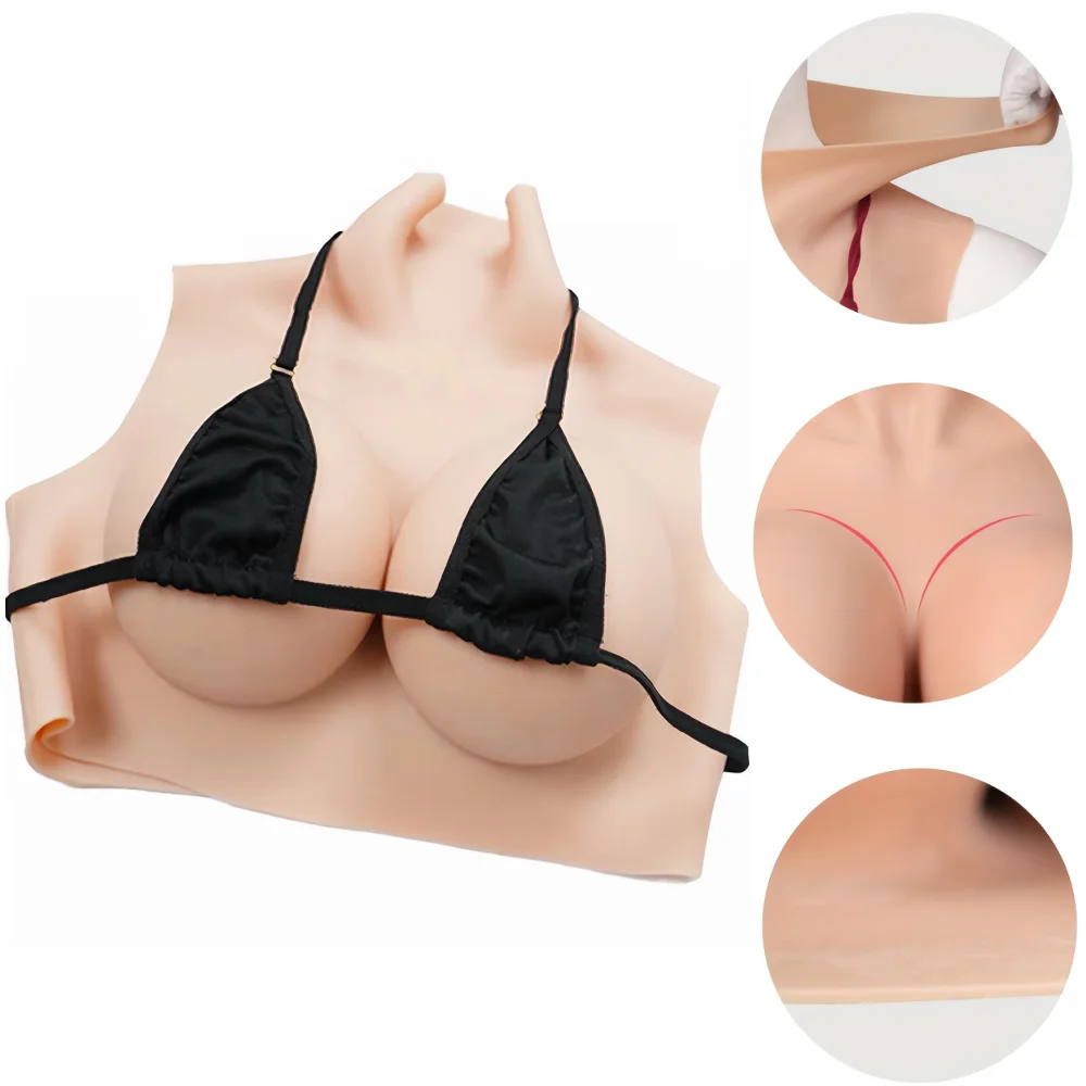 Simulation Fake Breasts Silicone Chest Armor False Breasts A/BC/D/E/G Cup Sizes Suitable for Transgender, Daily Wear, Parties