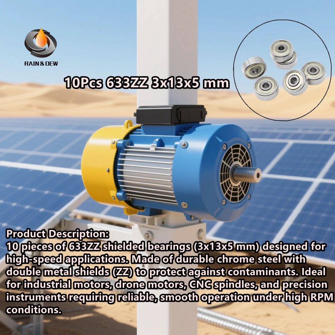 

10 шт. 633ZZ подшипник 3x13x5 мм 633 ZZ подшипник для сильных промышленных двигателей высокая скорость