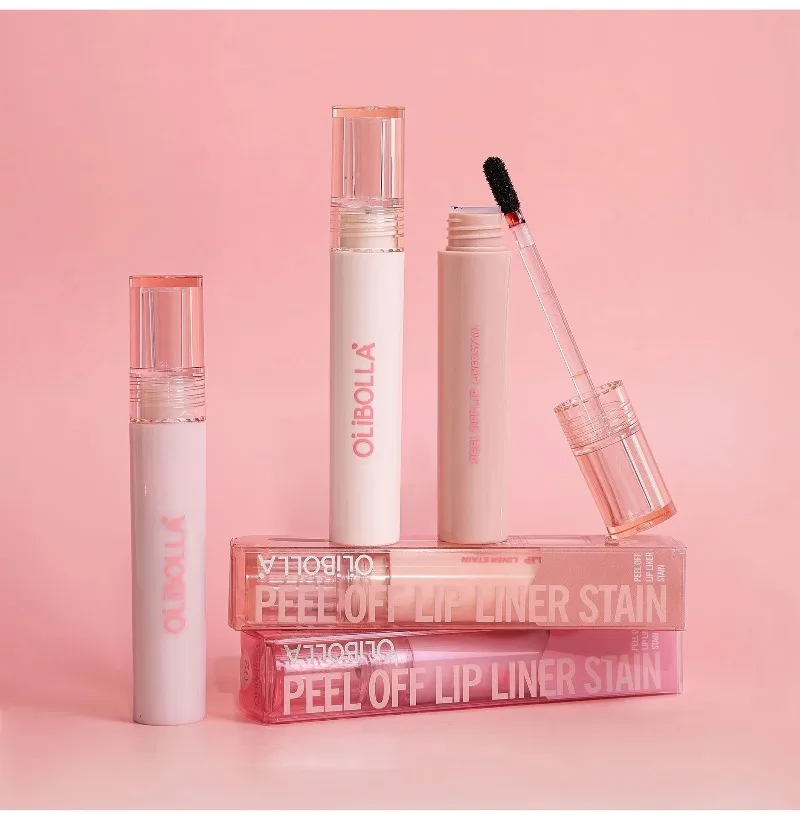 Abziehbarer Lippenstift: Langanhaltender, wasserfester, pink-roter Lippenkontur-Tint, transferfest, nicht abfärbend, für volle Lippen – Lipgloss-Make-up – Detail 14