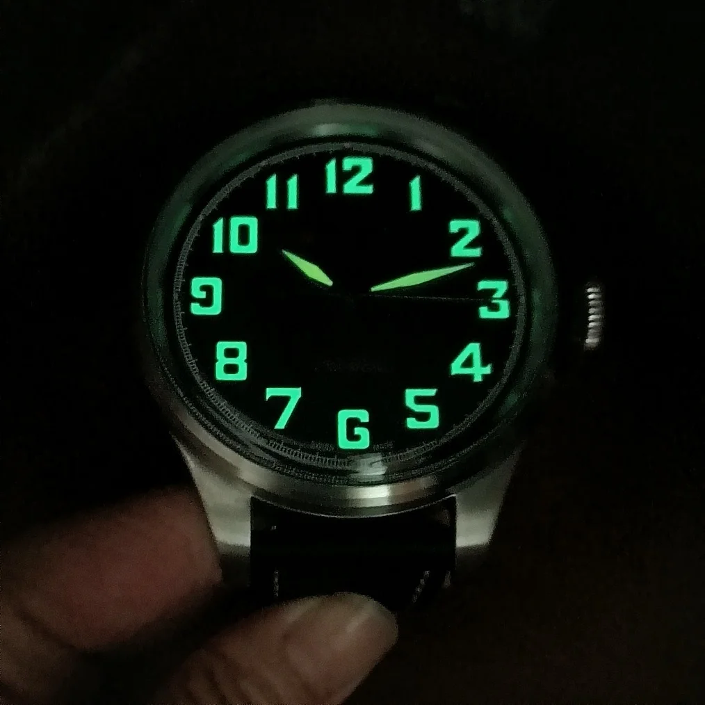 55mm big watch No LOGO Black dial 316L Stainless steel Full Brushed watch case Japan 8215 movement Automatic watch Dome glass