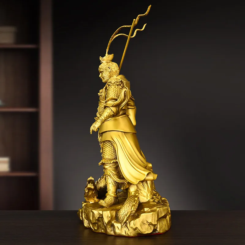 Brass Monkey Statue of The Victorious Buddha Sun Wukong for Living Room and Entryway Home Decor - view 4
