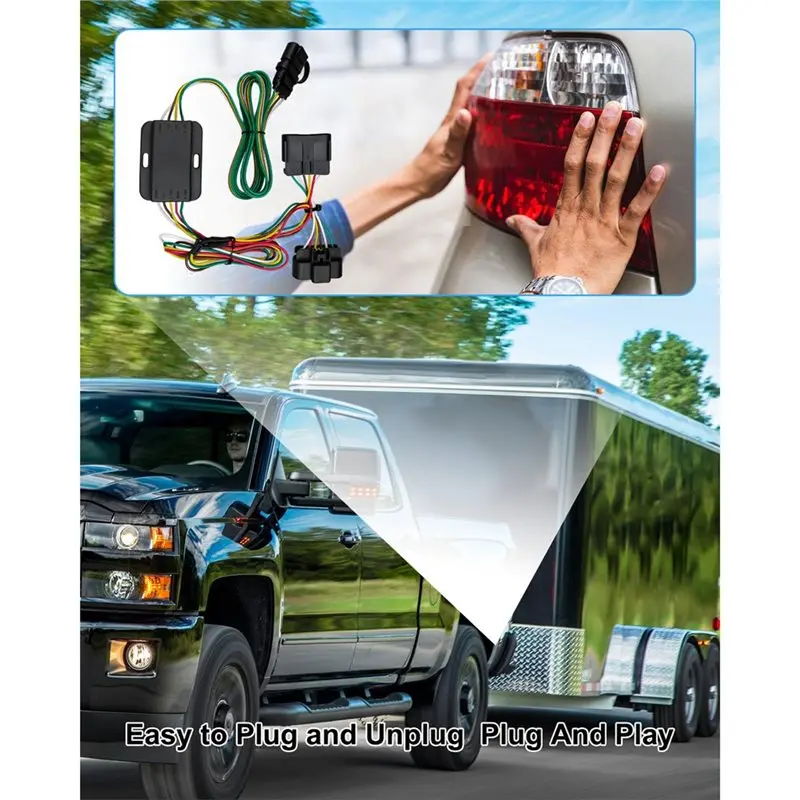 For Chevy GMC Isuzu Compatible 4-Pin Trailer Wiring Harness Connector With Built-In Wiring Converter Trailer Light Adapter