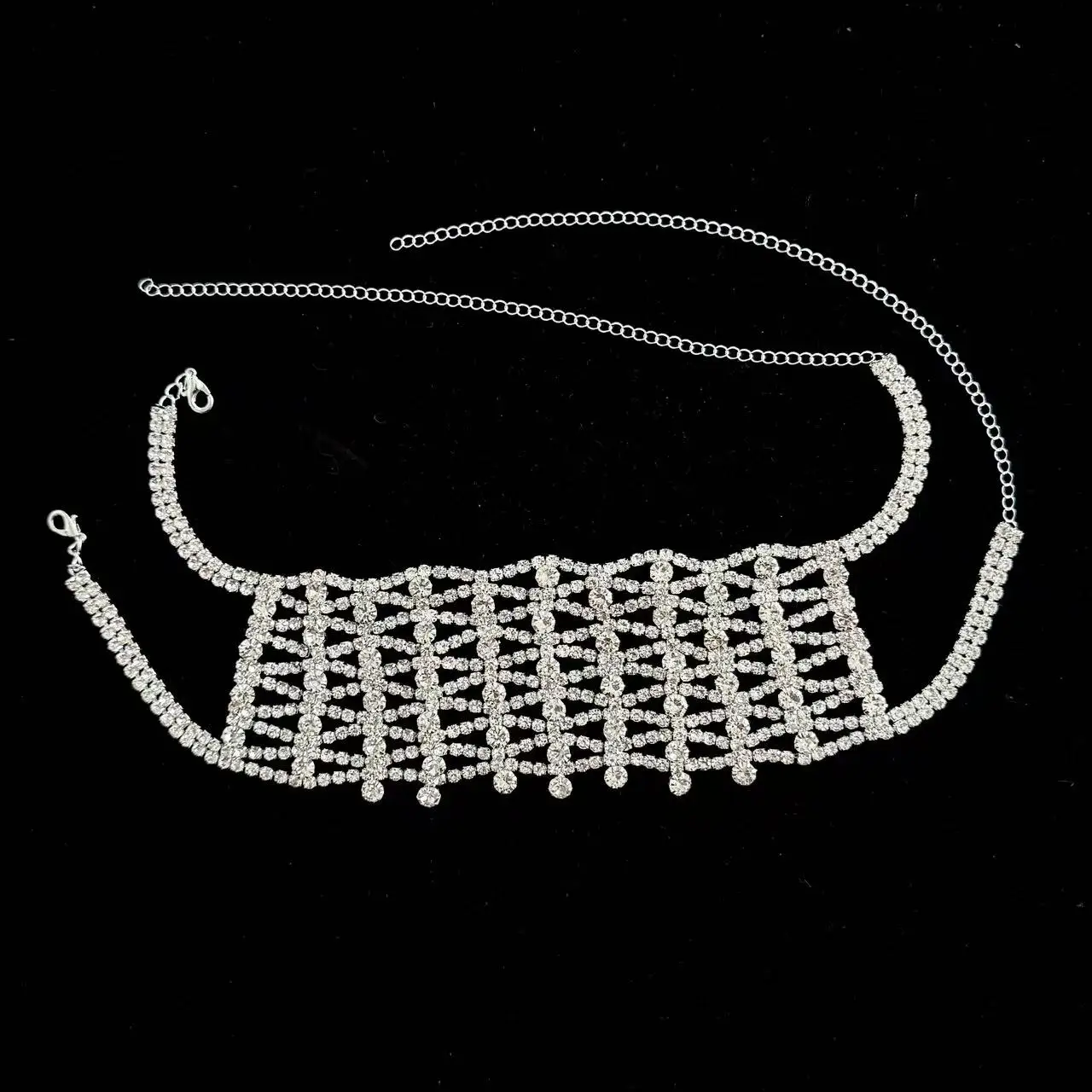 1 قلادة نسائية عصرية متعددة الطبقات من حجر الراين غير منتظمة، إكسسوار قلادة مجوهرات زفاف العروس #4