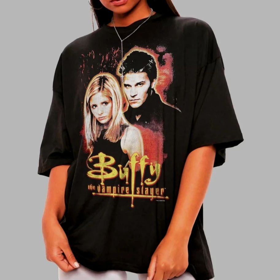 Camisetas de Buffy, las cazadoras de vampiros, Spike, para mujer y hombre, de algodón, estilo Harajuku, holgadas, novedosas, perfectas para los amantes de Buffy