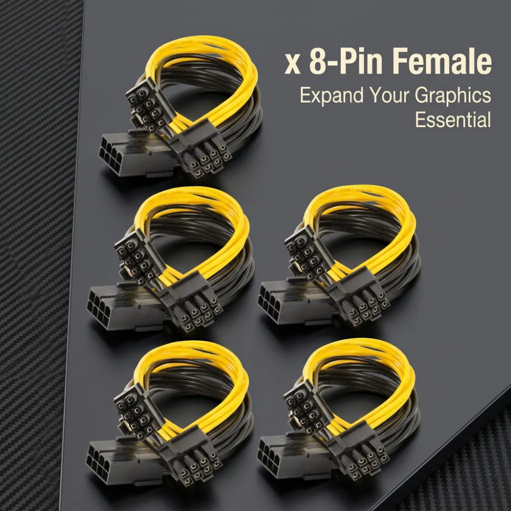 6PCS 8 Pin PCI Express to Dual PCIE 8 (6+2) Pin Power Cable 21cm Motherboard Graphics Card PCI-E GPU Power Data Cable Splitter