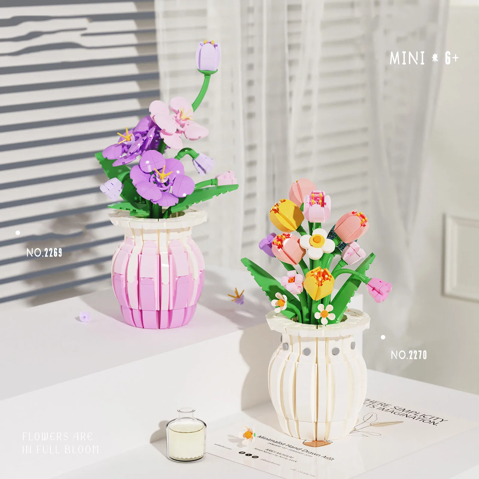 iDEA Home Furnishing Building Brick Violet Mini Block Spring Flower Assembly Educational Toys Collection For Girls Gifts