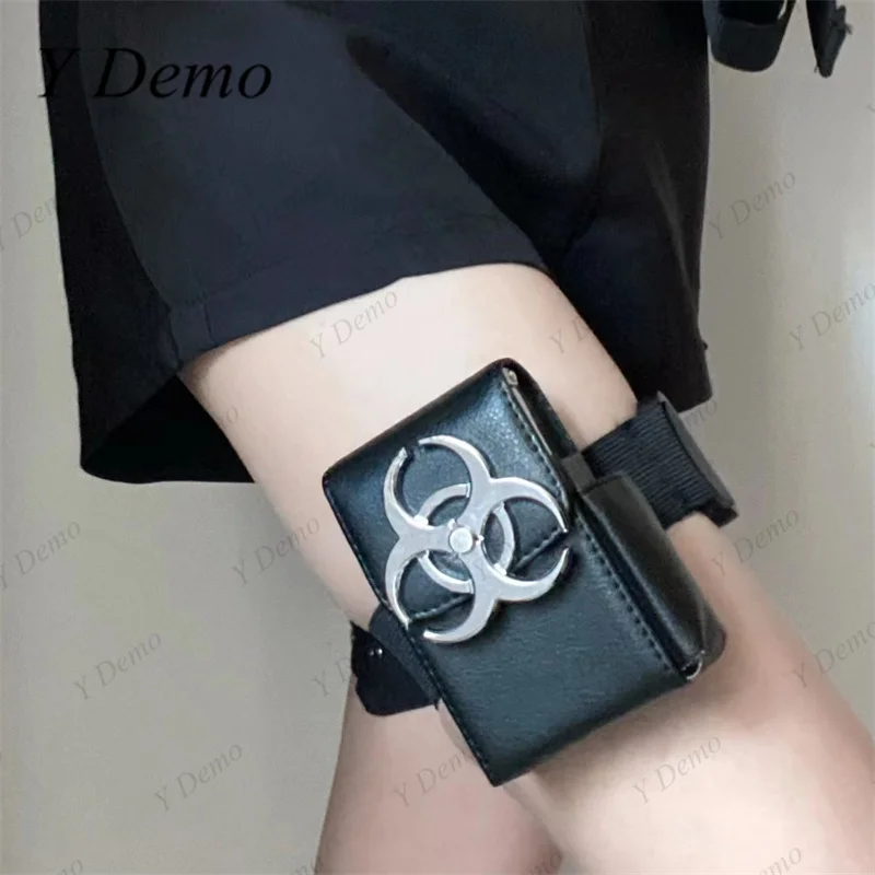 Y Demo Biochemical Reflective Mini Bag Adjustable Women Waist Belt Rock Leg Bag Straps Cosplay Streetwear