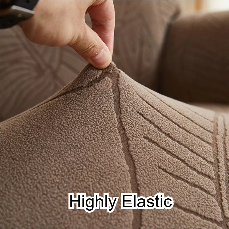 Elastic Jacquard Leaves Pattern Sofa Cover With Skirt Full Cover Sofa Slipcover Anti-dust Couch Cover For Home Living Room Decor