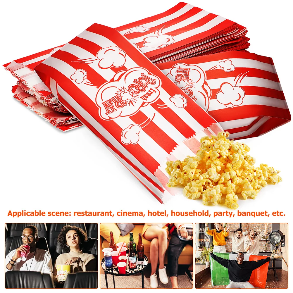 100 Pcs Popcorn Boxes for Party Sleeves Packaging Bag Mini Bean Bags Paper Treats Container Cellophane Butter Fridge