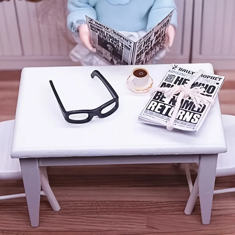 3pcs Miniature Newspaper, Glasses, and Coffee Cup Set |For Multiple Scene Setup Props Dollhouse Decoration Dollhouse Enthusiasts