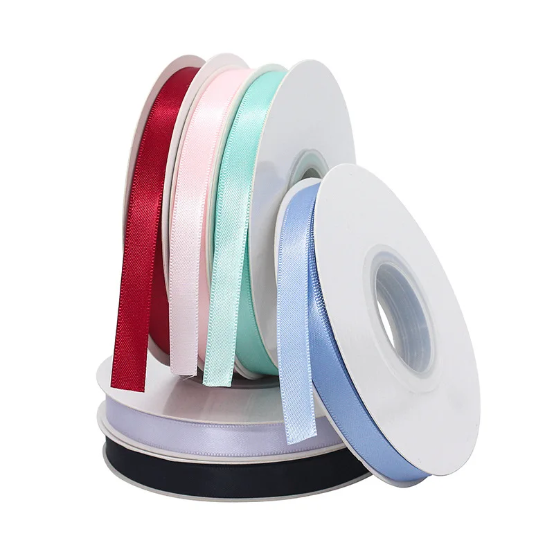 100Yards  Boxes For Gift Sets With Ribbon 10 MM 100% Polyester Double Face Satin Ribbon High Quality