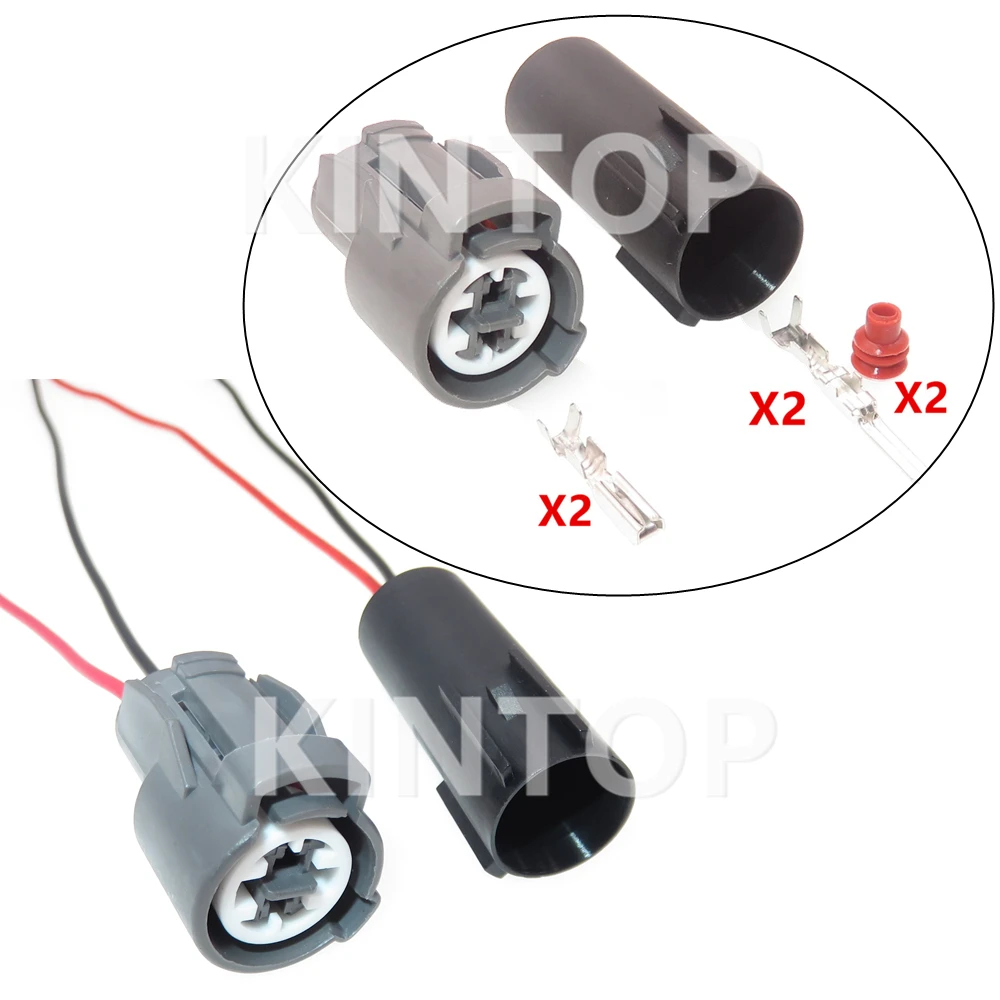 1 Set 2 Pins Auto Solenoid Valve Electric Cable Plug With Wires AC Assembly 6189-0156 Car Male Female Docking Socket For Honda