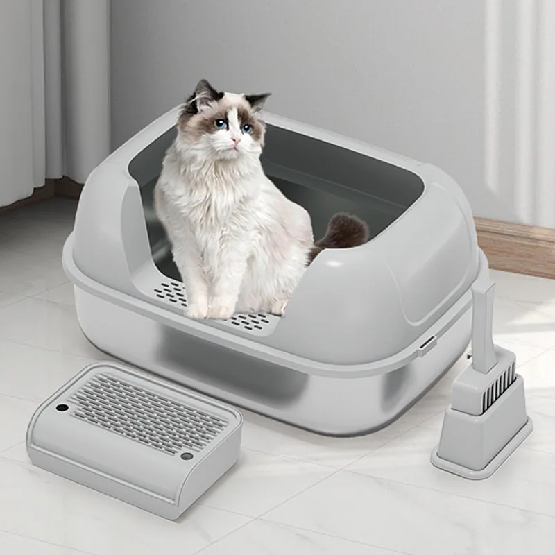 Custom Private Label Large Space Stainless Steel Cat XL Litter Box 20L Easy Clean Inner Space Splash-Proof Bedpan