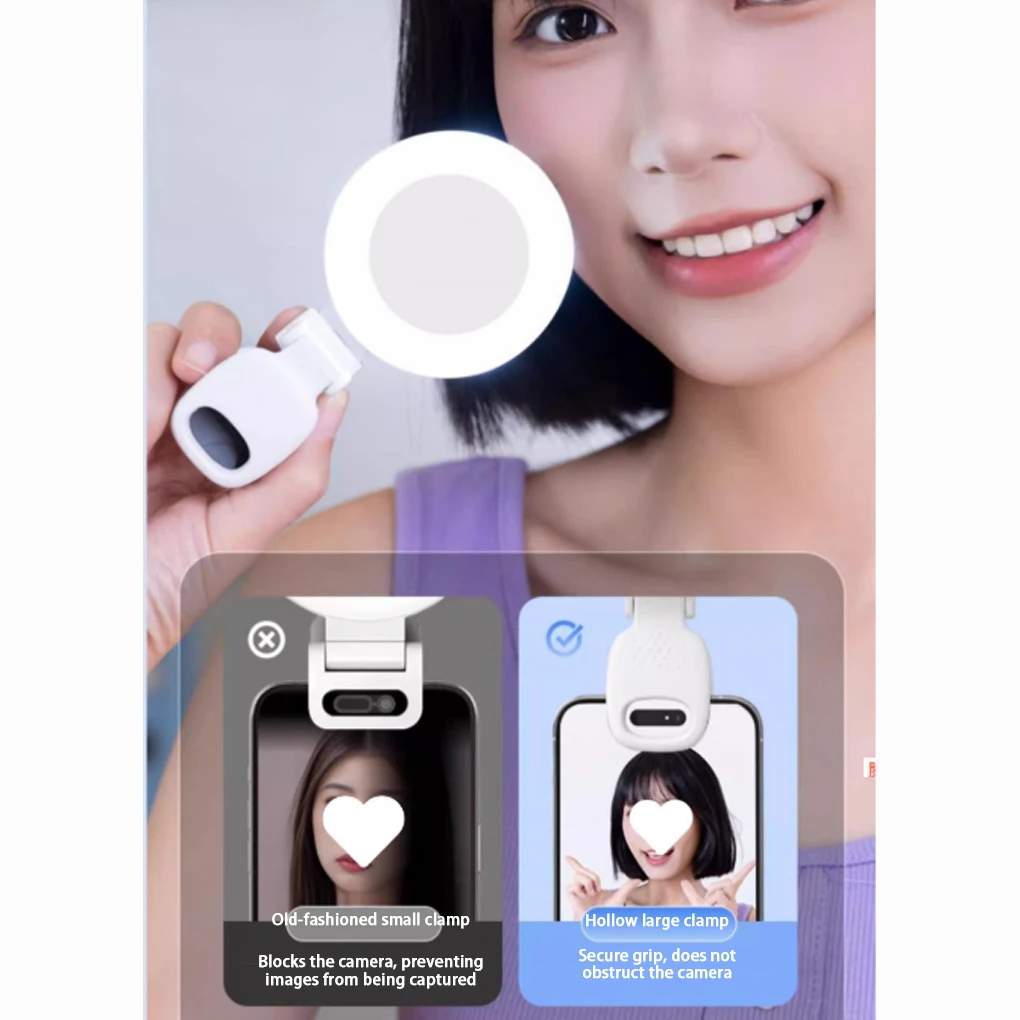 المحمولة Led مصباح مرآة مع ضوء USB قابلة للشحن ضوء حلقة Selfie مصباح ليد الهاتف مشبك إضاءة ملء ضوء Selfie الإضاءة كام